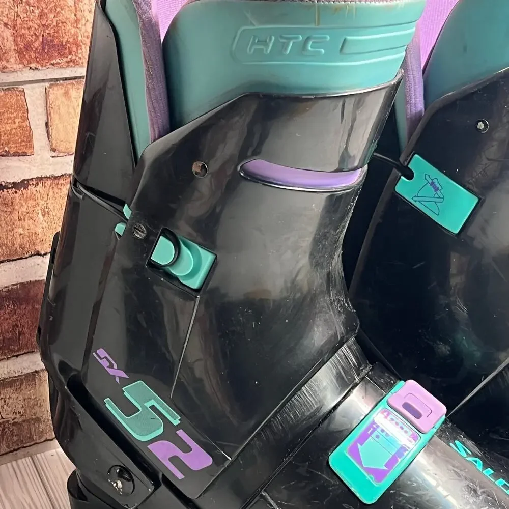 Vintage Salomon SX52 HTC Mens L Rear Entry Ski Boots WOW Teal Purple Colorway